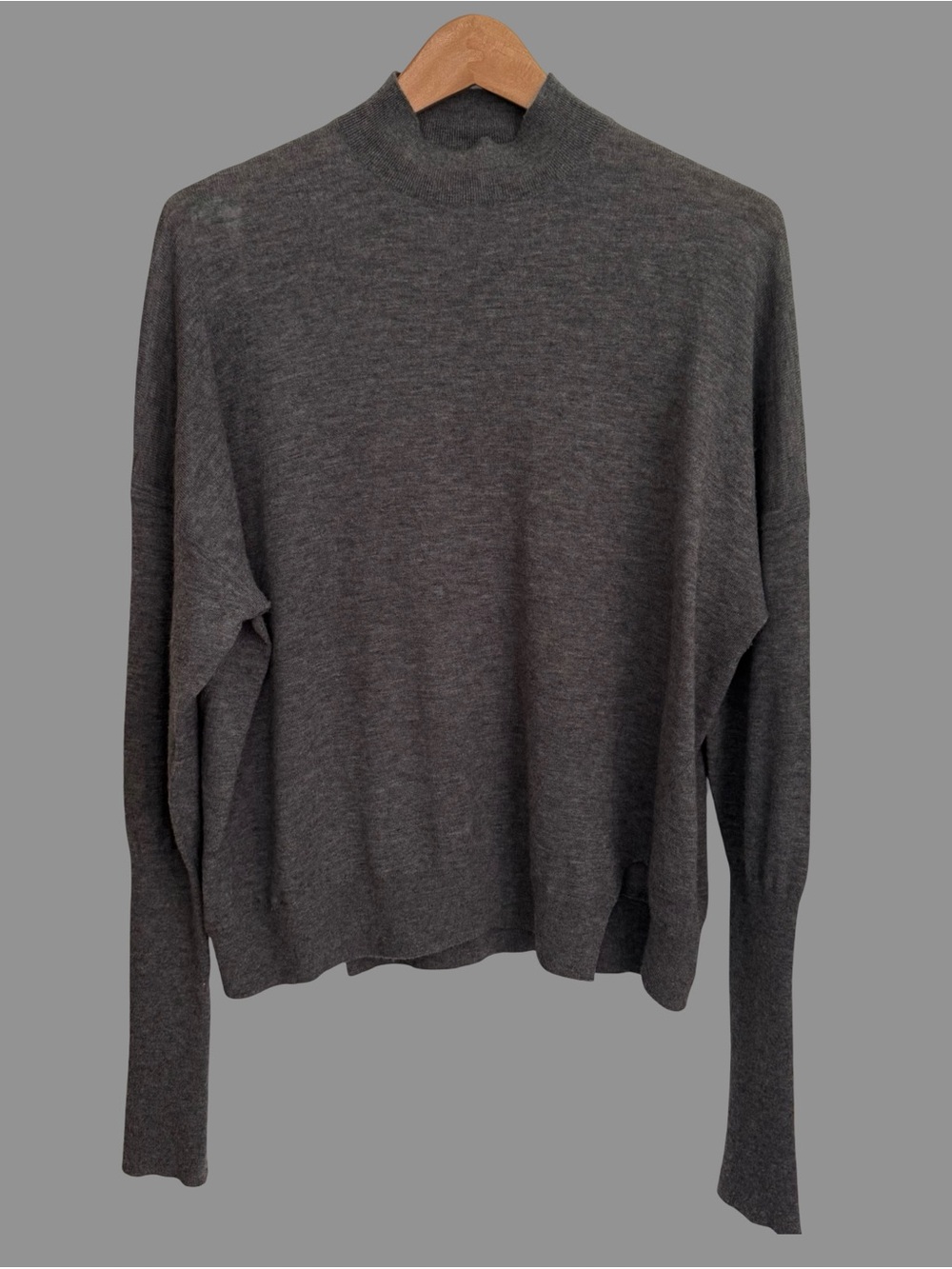 J. Brand Gray High Neck Lightweight Knit Long Sleeve Pullover Sweater L